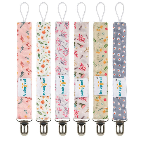 Babygoal Floral Pacifier Clips, 6 Pack Pacifier Holder Clips for Boys and Girls Fits Most Pacifier Styles,Teething Toys 6MP21...