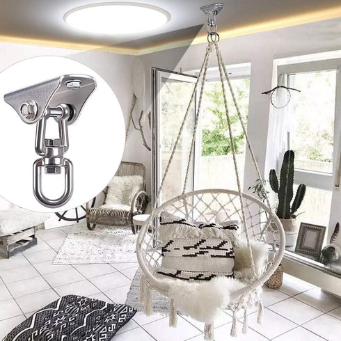 SELEWARE Stainless Steel Swing Hanger Heavy Duty Ceiling Swing Mount Free Swivel Swing Hook Swing Hardware Kit for Yoga Swing Hammock Chair Porch ...