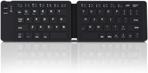Foldable Bluetooth Keyboard, Portable Wireless Keyboard Rechargeable Full Size Ultra Slim Folding Keyboard Compatible iOS Android Windows Smartpho...