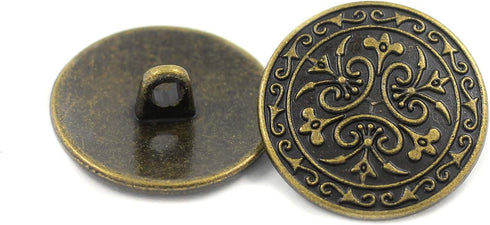 Bezelry 12 Pieces Celtic Flowers Metal Shank Buttons. 23mm (7/8 inch) (Antique Brass)...
