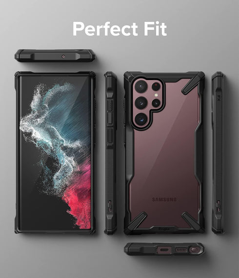 Ringke Fusion-X Compatible with Samsung Galaxy S22 Ultra 5G Case (2022), Clear Hard Back with Shockproof Enhanced Side Protective Bumper Phone Cov...