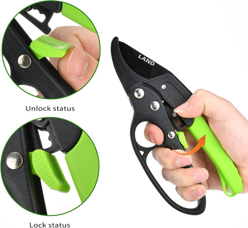 LAND Garden clippers 8" Professional Ratchet Anvil Pruning Shears, Ratcheting Mechanism, Anvil Groove, Garden Shears Clippers, Anvil Pruner, Hand ...