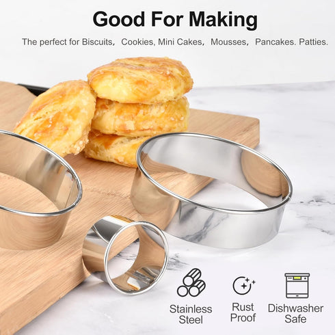 Round Cookie Press Set, 12 Graduated Circle Pastry Press, Heavy Duty Commercial Grade 18/8 304 Stainless Steel Cookie And Dough Press...