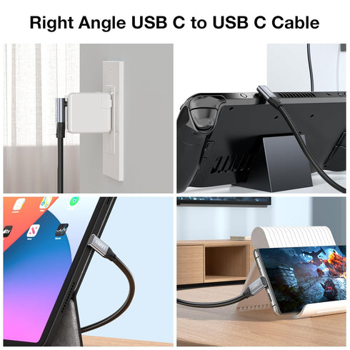 USB C to USB C Cable Right Angle Supports PD 100W Fast Charging, 20Gbps Data Transfer, 4K@60Hz Video, 90 Degree USB Type C 3.2 Cable for Thunderbo...