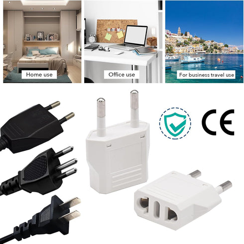 4Pcs European Travel Plug Adapter,Us to Europe Plug Adapter,Easy to Use Fireproof Safe Europe Travel Adapter,Us to EU Plug Adapter for Italy,Franc...