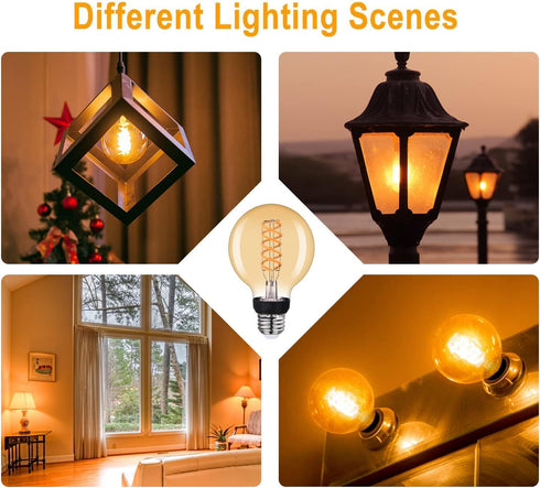 G25(G80) LED Globe Vintage Edison Bulbs, Antique Flexible Spiral LED Filament Light Bulb, 6W Equivalent to 60W, 600LM, Warm White 2500K, E26 Base,...