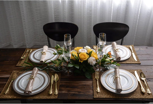 Napkin Rings Holders Set of 6 Fall Wedding Holiday Christmas Metal Dinner Parties Home Table Decoration (Gold Deerlet, 6)...