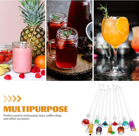 Cabilock 10pcs Cocktail Mixing Sticks Glass Stirring Rod Cocktail Swizzle Stirrer Sticks Drink Coffee Beverage Stirrers Coffee Stir Sticks for Hom...