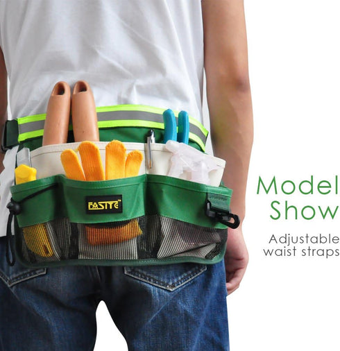 FASITE YL003F 7-POCKET Gardening Tools Belt Bags Garden Waist Bag Hanging Pouch, Green...