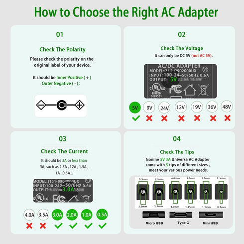 DC 5V Power Supply, 5 Volts 3Amps AC DC Power Adapter, USB C Charger for 5Vdc 3A 2A 1A iPhone Charger Cord/Massager Gun/Sony Bluetooth Speaker/Ear...