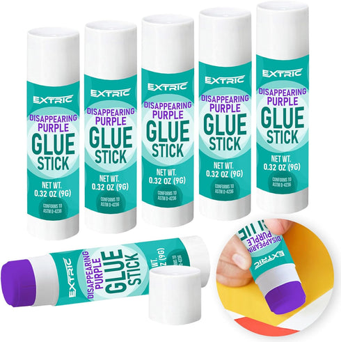 Glue Sticks - 6 Count Glue Stick, Bulk 0.32 oz Purple Glue Stick – Glue Sticks for Kids School Supplies, Washable Glue Sticks Bulk, School Glue an...