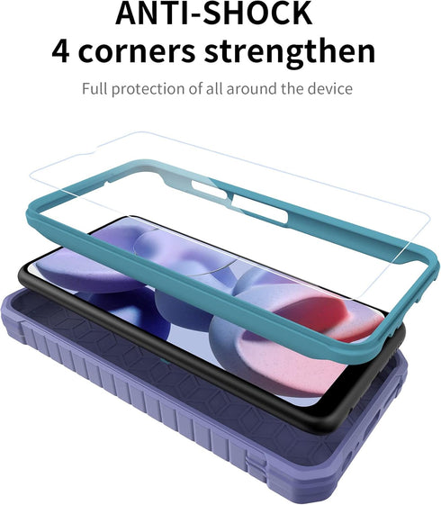 DUOPAL for Samsung Galaxy A03s 5G Case, Military Grade Protection Shockproof Case with Tempered Glass HD Screen Protector and Kickstand Compatible...