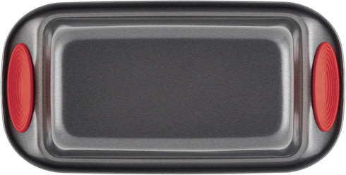 Rachael Ray 47962 Yum-o! Bakeware Oven Lovin' Nonstick Loaf Pan, 9-Inch by 5-Inch Steel Pan, Gray with Red Handles...