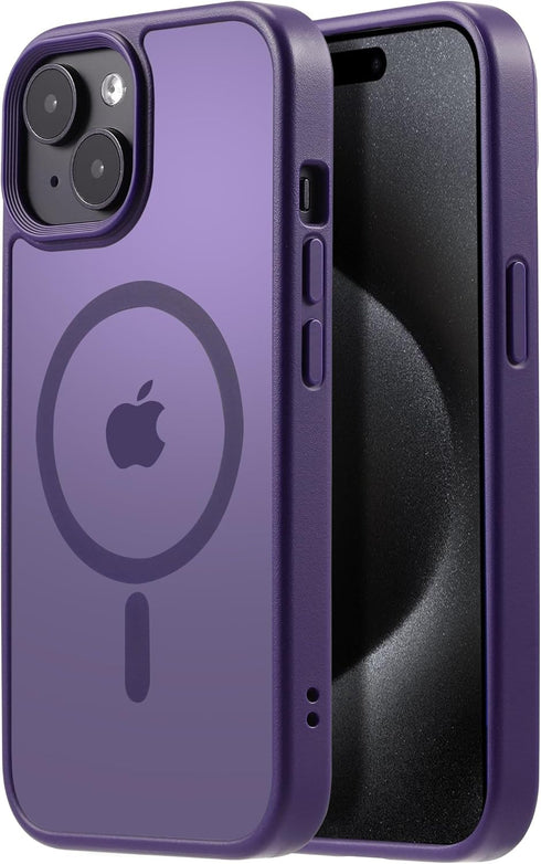 Tigowos Cellular Phone Case for iPhone 15 Plus & iPhone 14 Plus, Magnetic MIL-Grade Drop Tested, Matte Back Cover, Deep Purple......