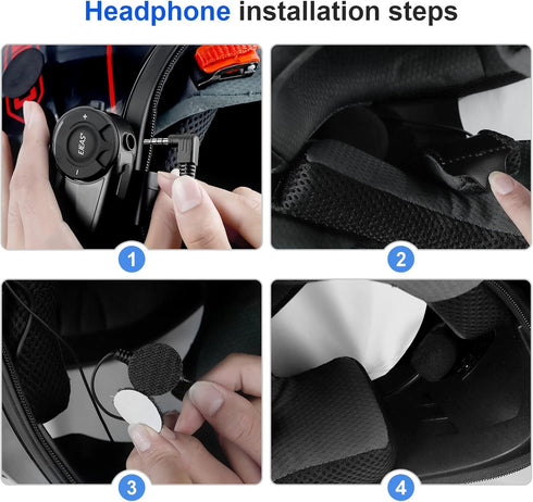 EJEAS Upgrade Helmet Bluetooth Headset Headphone Accessory with Comfortable Earmuffs for Better Noise Cancellation, Suitable for Q2/Q7 Motorcycle ...