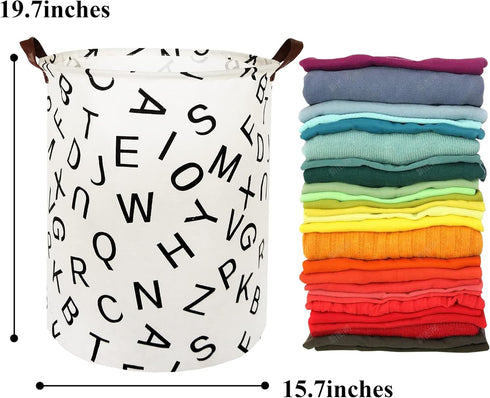 HIYAGON Large Sized Canvas Storage Baskets with Handle,Collapsible & Convenient Home Organizer Containers for Kids Toys,Baby Clothing(Letter)...
