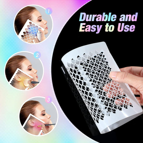 5 Pieces Mermaid Scale Stencil, Mermaid Makeup Stencil Reusable Fish Scale Template Large Plastic Scale Wall Stencil for Painting on Wall Face Bod...