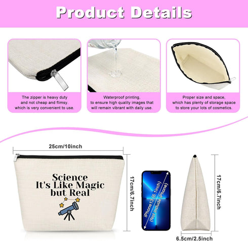 Thank You Gift for Scientist Women Science Teacher Makeup Bag Science Gift Physicist Chemistry Biology Graduation Gift for Science Lover Travel Po...