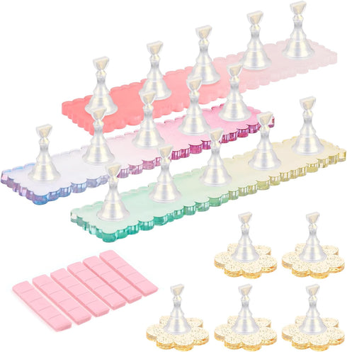 Prasacco Nail Stand for Press On, Nail Holder for Painting Nails Nails Display Practice Art Magnetic Nails Stand Acrylic Nail Art with 30 pcs Reus...