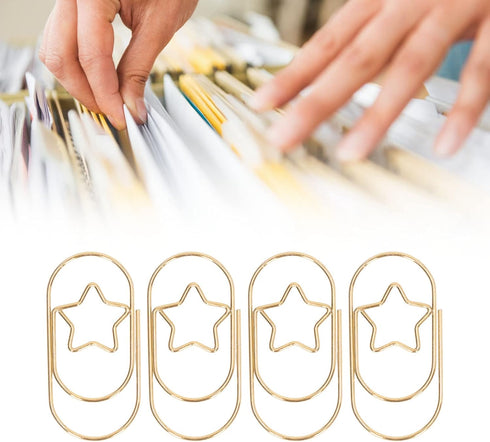 40Pcs Fancy Paper Clips, 4.9X2.4cm Strong Clamping Force Metal Five Pointed Star Shaped Paperclips, Office Supplies Paper Clamps with 4 Storage Bo...