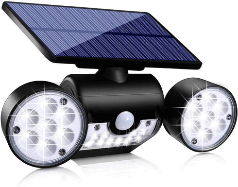 Solar Lights Outdoor, Motion Sensor Security Lights Solar Wall Lights with Dual Head Spotlights LED Waterproof 360° Adjustable Solar Motion Lights...