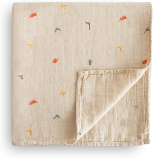 mushie Muslin Baby Swaddle Blanket | 100% Organic Cotton (Dinosaurs)...