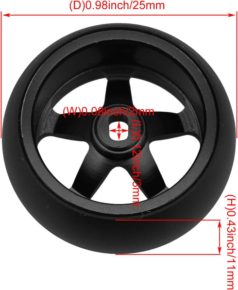 4pcs RC 5 Spoke Wheel Drift Tyre Black Wheel Rims Replacement for WL 1/28 K969 K989 P929 RC Car...