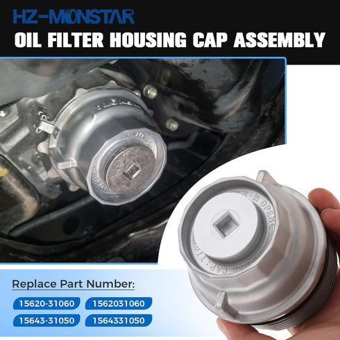 Oil Filter Housing Cap Assembly 15620-31060 Compatible with Toyota 4Runner Avalon Camry Fj Cruiser Highlander RAV4 Sienna Tacoma Tundra Venza Repl...