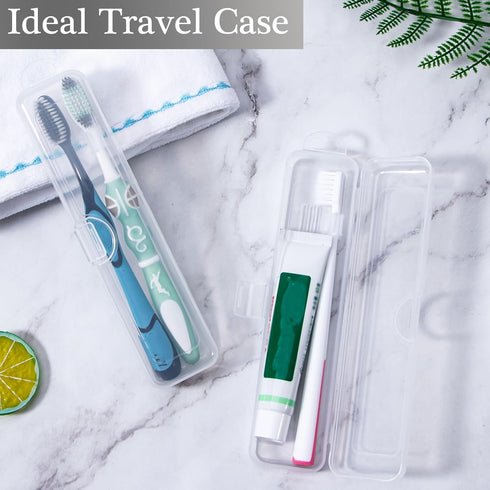 Toothbrush Travel Case 2 Pack, Clear Toothbrush Case Holder Travel Size Plastic Toothbrush Holder Toothpaste Storage Container Portable for Travel...