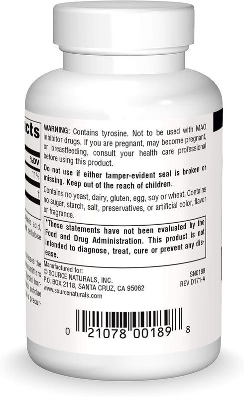 Source Naturals L-Tyrosine -Free Form Amino Acid Supplement - 50 Tablets...