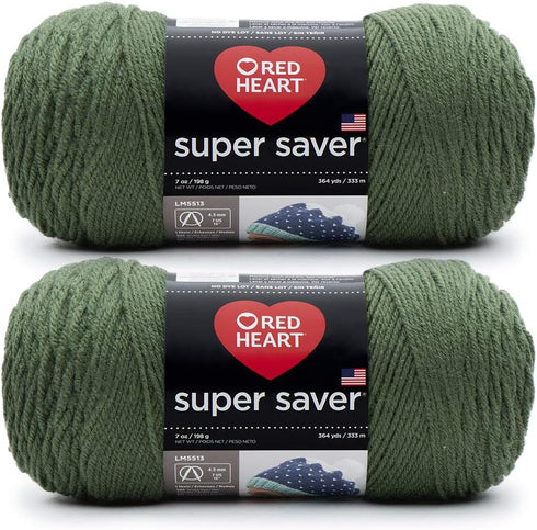 Bulk Buy: Red Heart Super Saver (2-Pack) (Medium Thyme, 7 oz Each Skein)......