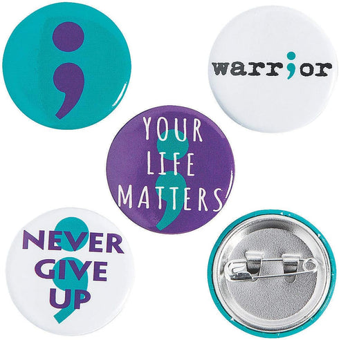 Semicolon Mini Awareness Buttons - Jewelry - 48 Pieces...