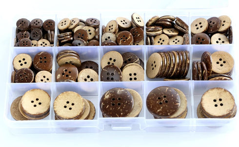 266 PCS Coconut Shell Buttons 8 Sizes Assorted (10mm-25mm) 4 Holes Coconut Button for Garment Sewing or DIY Crafts...