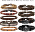 LOLIAS 24 PCS Leather Bracelet for Men Cool Wrist Cuff Bracelets, Adjustable Beaded, Handmade Vintage Style, Chunky Fashionable Design, Stackable ...