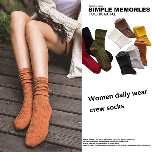 9 Pairs Women's Crew Socks Cotton Knit Soft Turn Cuff Socks...