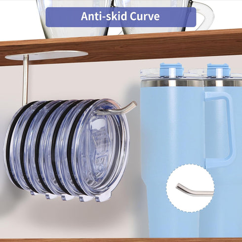 Tumbler Lid Organizer 2 PCS,Cup Lid Holder for Kitchen Cabinets,Silver Cup Lid Organizer for Kitchen...