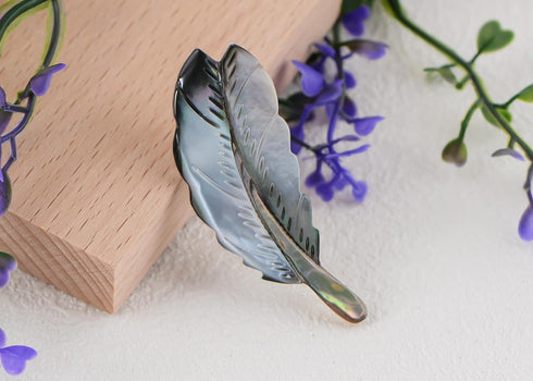 Alilang Natural Abalone Shell Silver Tone Feather Fashion Brooch Pin Accessories...