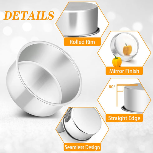 P&P CHEF 4 Inch Round Cake Pan Set of 3, Stainless Steel Round Baking Layer Pans Bakeware for Layer Birthday Cake, Fit Oven/Pots/Pressure Cooker, ...