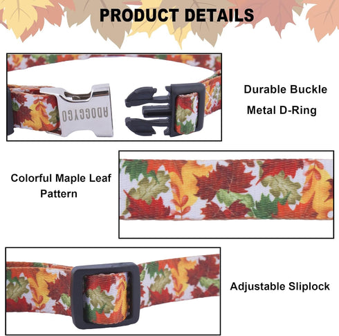 ADOGGYGO Fall Dog Collar, Thanksgiving Dog Collars Adjustable Soft Fall Leaves Thanksgiving Collars for Small Medium Large Dogs (Medium, Fall)...