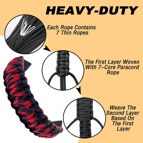 UTV Roll Bar Grab Handles for Polaris RZR Can Am,UTV Grab Handles fit 1.75"-2" Rollbar,ATV Passenger Grab Handle Grips 2Pcs (Red CAMO Paracord)...