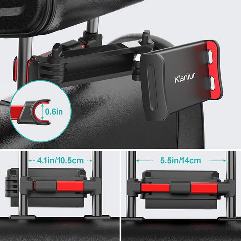 Car Headrest Mount, Tablet Headrest Holder, Car Backseat Seat Mount Holder Universal 360° Rotating Adjustable for All 6"-10.5" Tablet iPad iPad Ai...
