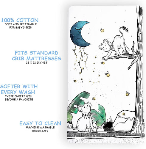 JumpOff Jo - Fitted Crib Sheet, Super Soft Breathable 100% Cotton Baby Crib Sheet for Standard Crib Mattresses and Toddler Beds, 28 in. x 52 in. -...