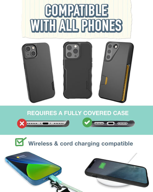 Smartish Phone Wristlet - Case Clinger - Universal iPhone Holder with Detachable Wrist Strap Loop - Black Vegan Leather......