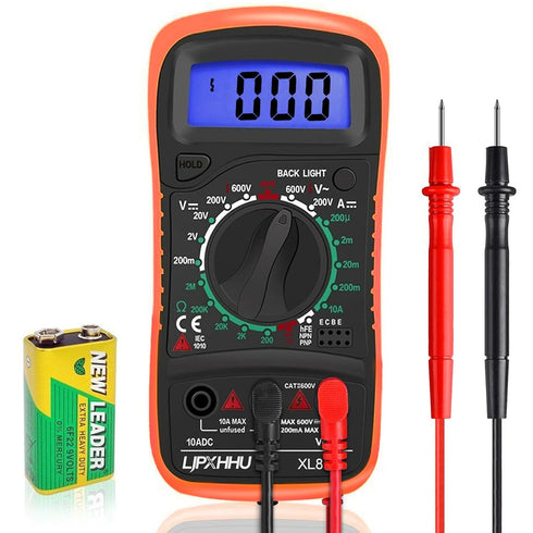 Digital Multimeter Voltmeter Battery Voltage Multi Tester Continuity Ohm Volt Amp DC AC Current Resistance Diodes 2000 Counts Electrical Test Mete...