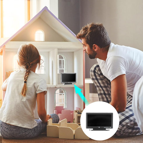 2 Pieces Dollhouse Miniature Furniture 1:12 Doll House Miniature TV Television with Remote Control Dollhouse Mini Model Toy Dollhouse Mini Decorat...