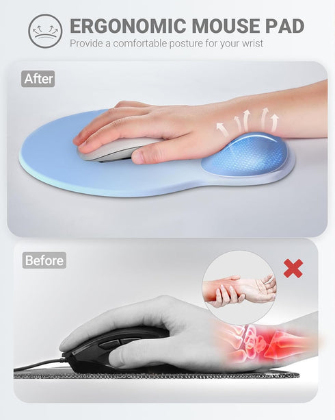 Ergonomic Mouse Pad Wrist Support, Comfortable Mouse Pad Wrist Rest, Relieve Wrist Pain Gel Mouse pad, Non-Slip Rubber Base Mousepad for Laptop, C...