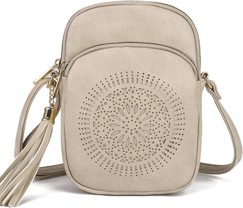 Triple Zip Crossbody Bags for Women Small Cute Travel Purse and Boho Cross Body Wallet for Cell Phone, Vegan Leather...