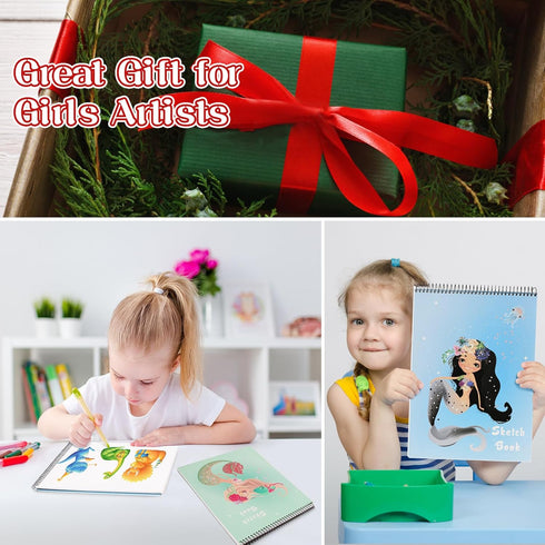 Artist Sketch Pad, Spiral Bound Sketch Book with 50 Solid Thick Pages, Drawing Paper for Drawing Painting Sketching Coloring for Kids Teens Artist...