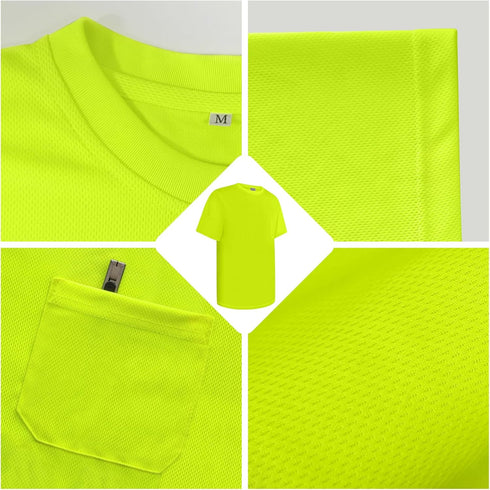 High Visibility Shirts for Men Hi Vis Safety Construction Shirts for Men Women, Short Sleeve Work Shirts, Meet ANSI, Durable & Breathable, UC-Yell...