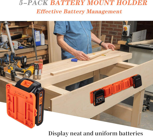 Crivnhar 5 Pack Battery Holder for Black+Decker 20V Battery Mounts Dock Holder Fit for LBXR20 LB20(w/10 Screws, No Battery)...